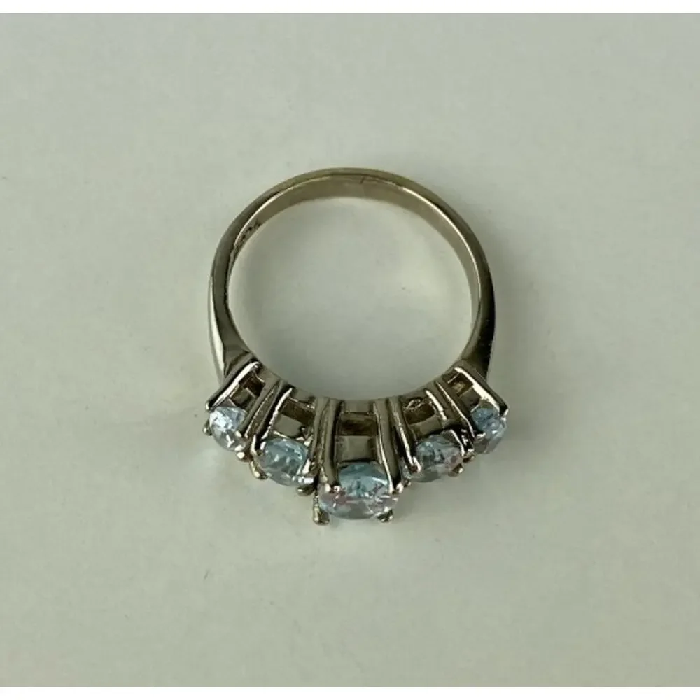 925 Sterling Silver Blue Spinel Ring Size 6.5